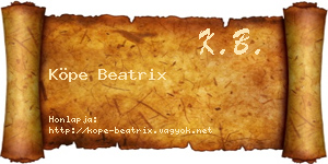 Köpe Beatrix névjegykártya