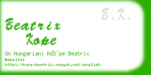 beatrix kope business card